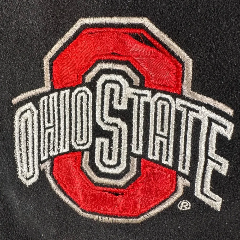 G-III Ohio State Buckeyes Varsity Bomber Jacket Mens Medium Black Red Wool Snap - Picture 5 of 9